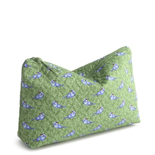 Vera Bradley Premium Cotton Large Pouch, Green Birds | Amazon (US)