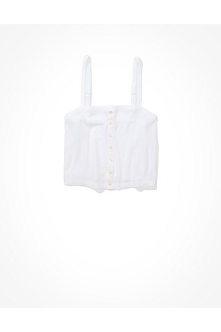 AE Button-Up Crop Top Women's White XL | American Eagle Outfitters (US & CA)