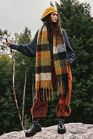 Piper Plaid Recycled Blend Fringe Scarf | Free People (Global - UK&FR Excluded)