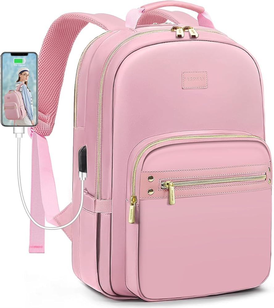 bagswan Laptop Backpack for Women Bookbag Cute Pink School Backpack for Teen Girls Nurse Bags Wor... | Amazon (US)