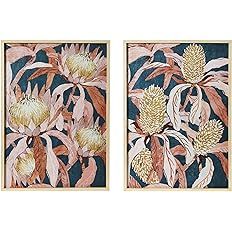 Creative Co-Op Floral Prints with Solid Wood Frame, Set of 2 | Amazon (US)