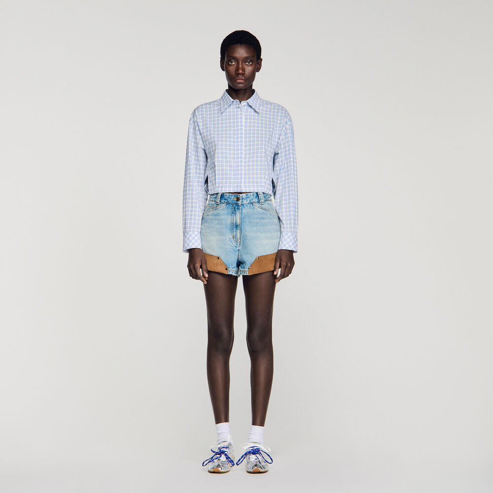 Cropped checked shirt | Sandro US | Sandro-Paris US