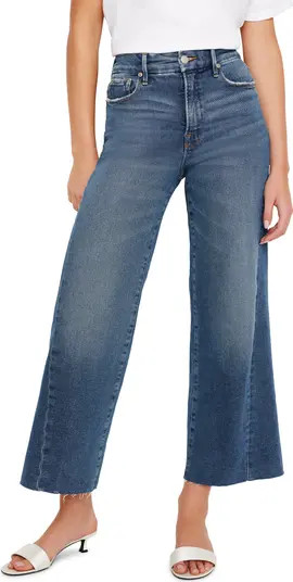 Good Waist Raw Hem High Waist Crop Palazzo Jeans | Nordstrom