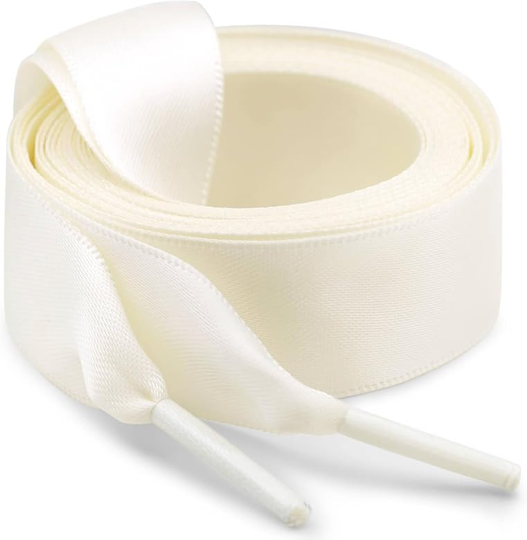 Flat Satin Ribbon Shoelaces: 2cm Wide Silk Shoe Laces for Women -2 Pair | Amazon (US)