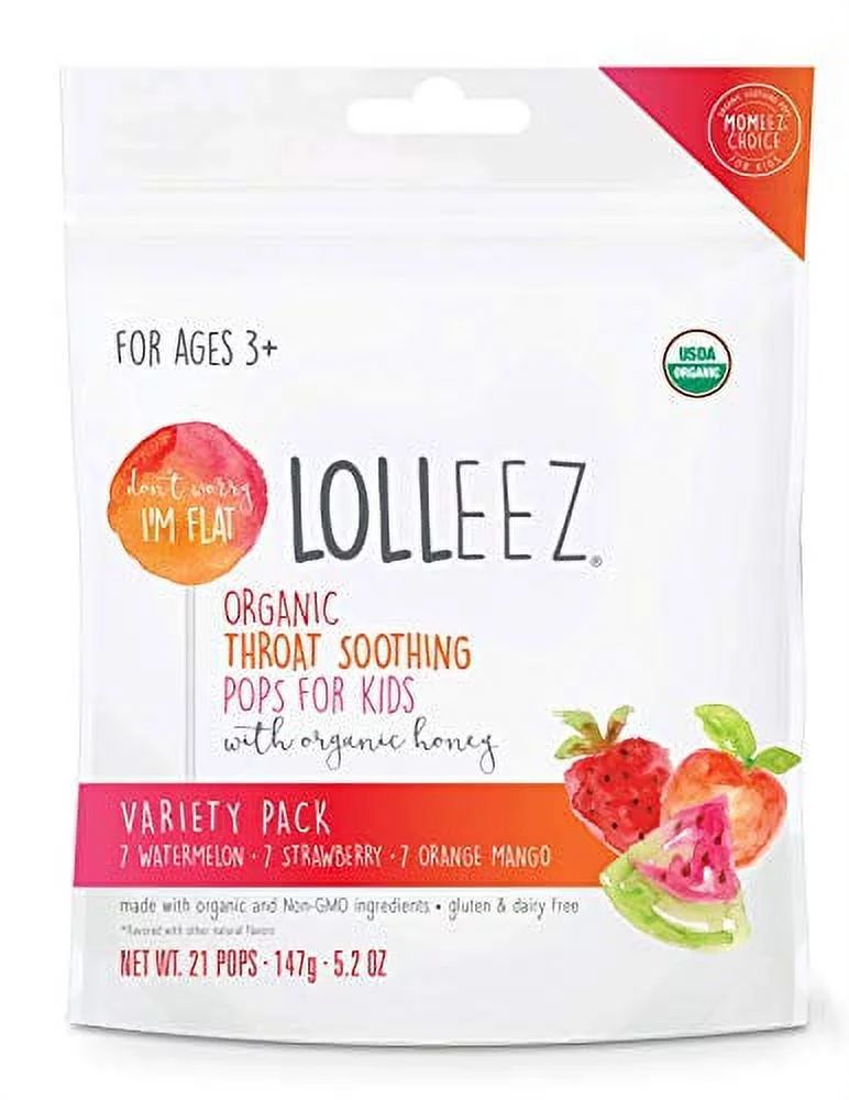 Lolleez Organic Sore Throat and Seasonal Allergy Symptom Relief Pops for Kids Strawberry Orange M... | Walmart (US)