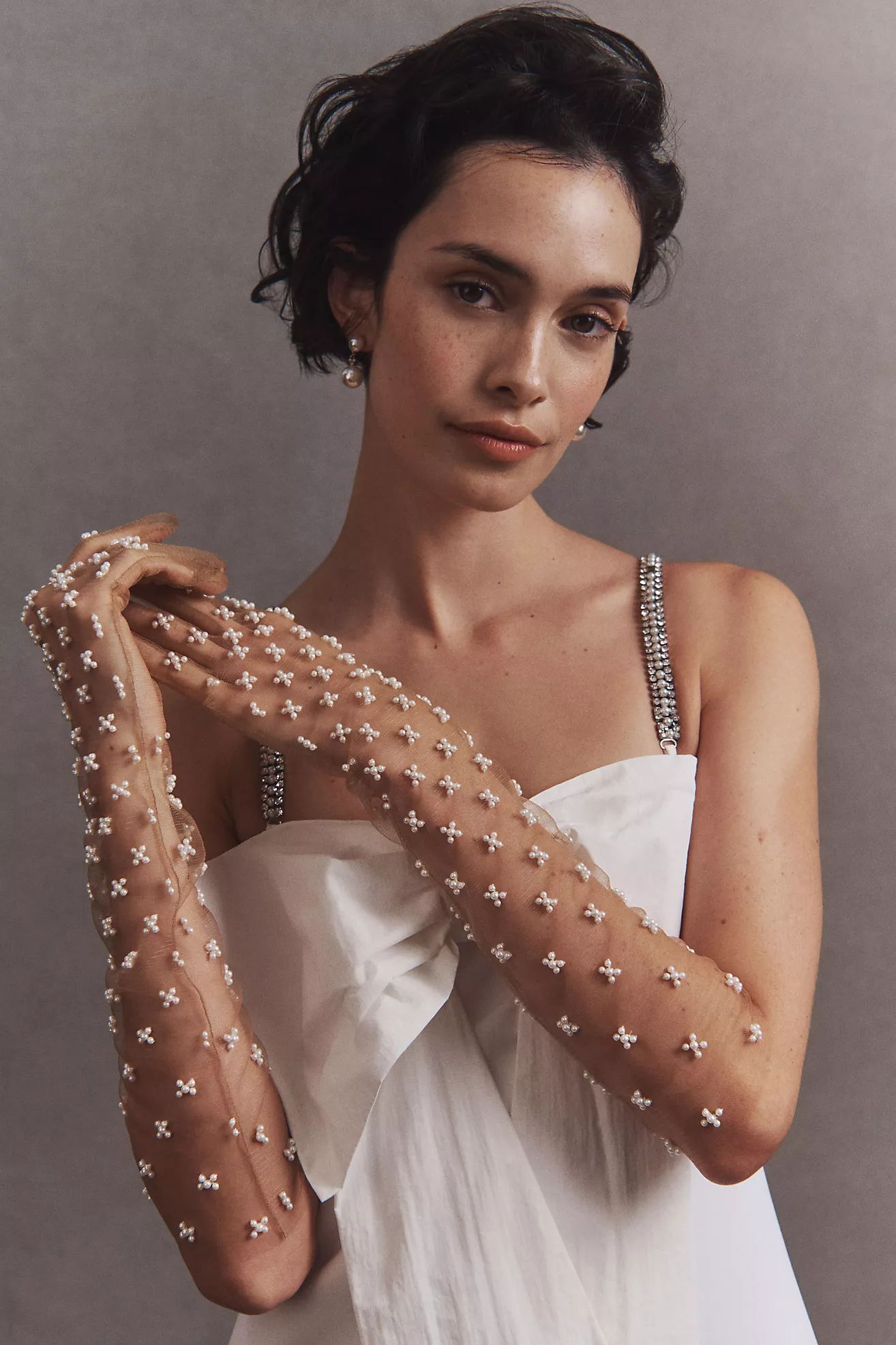 Blossom Veils Pearl Embellished Long Gloves | Anthropologie (US)