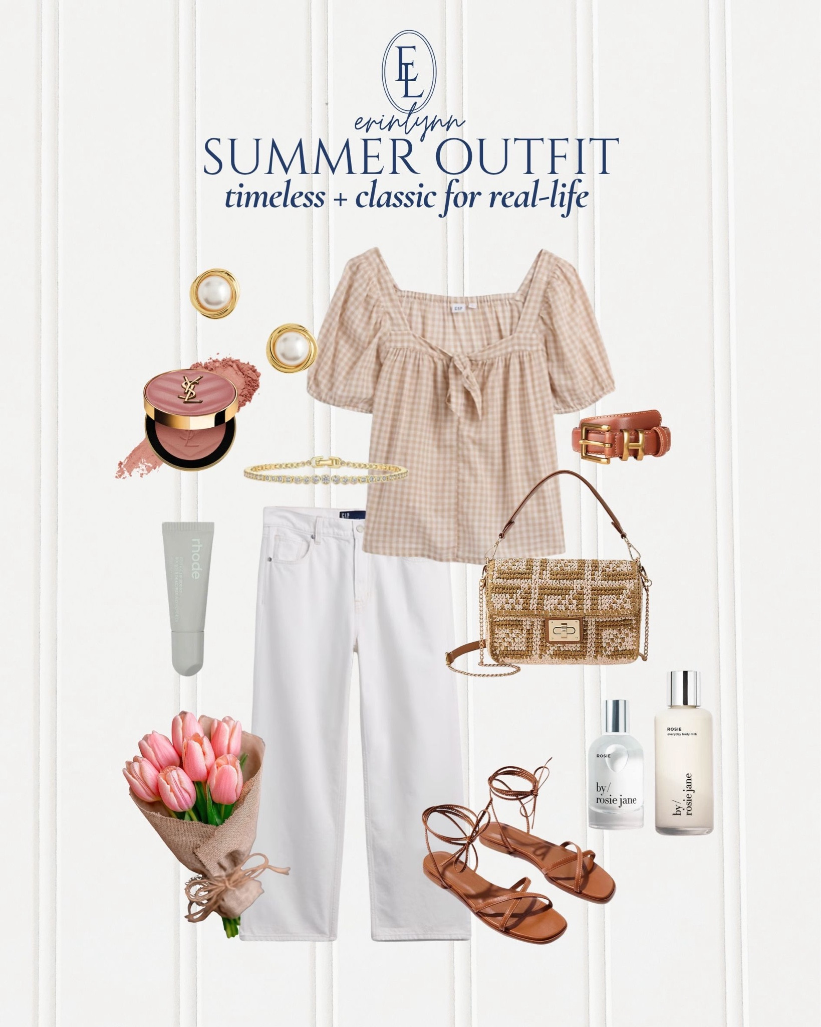 simple summer outfit i always come back to — light denim, an easy top, and classic sandals that go with everything

summer outfits 2026, casual summer outfits, white jeans outfit, gingham top outfit, neutral outfit ideas, effortless summer outfits, classic style outfits women, everyday outfit ideas women, capsule wardrobe summer, travel outfits women