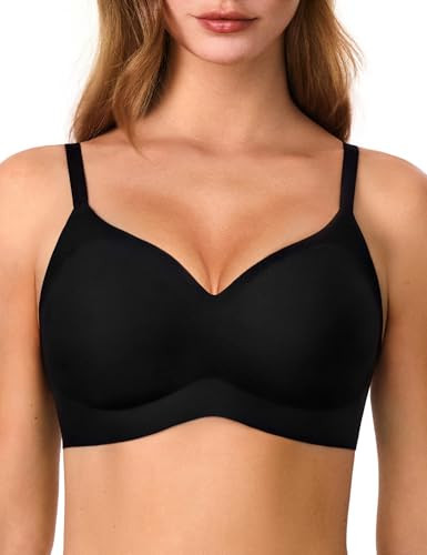 Jelly Bras for Women, No Underwire Full Coverage V Plunge Bra Wireless Seamless Comfort Bralette ... | Amazon (US)