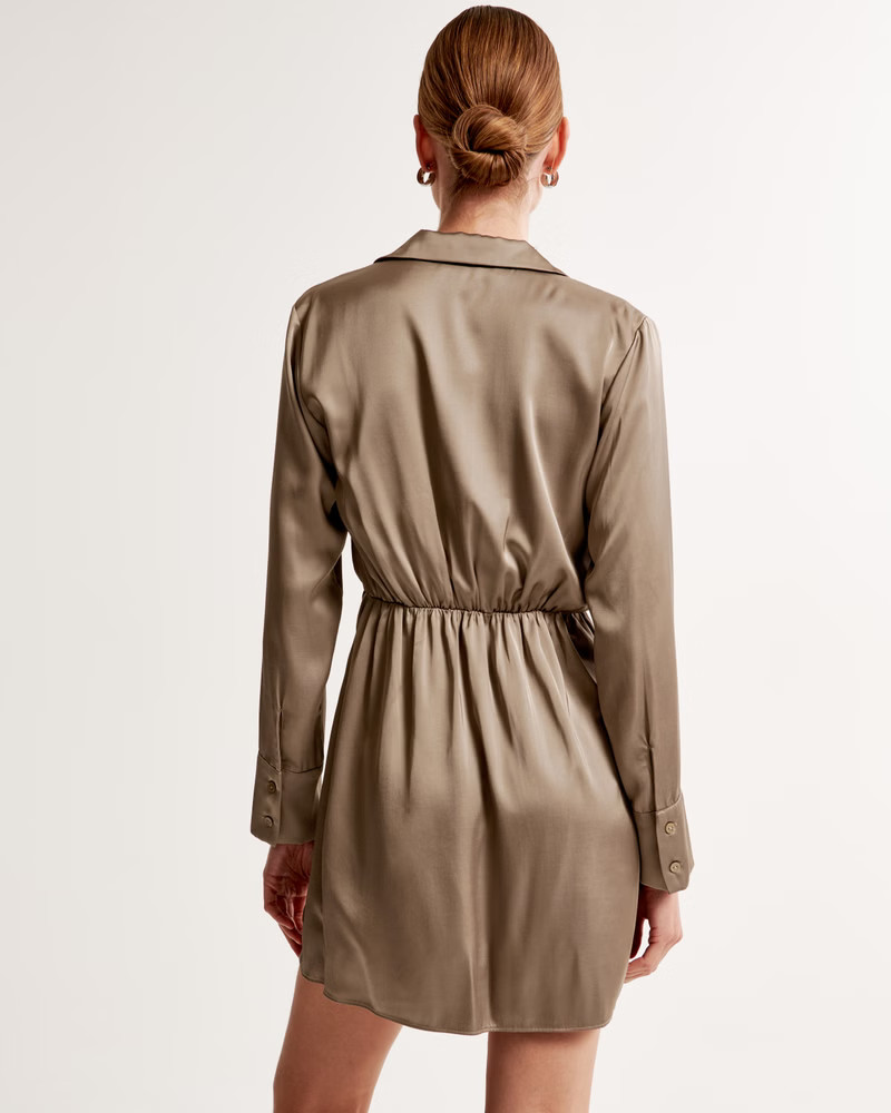 Long-Sleeve Wrap Shirt Dress | Abercrombie & Fitch (US)