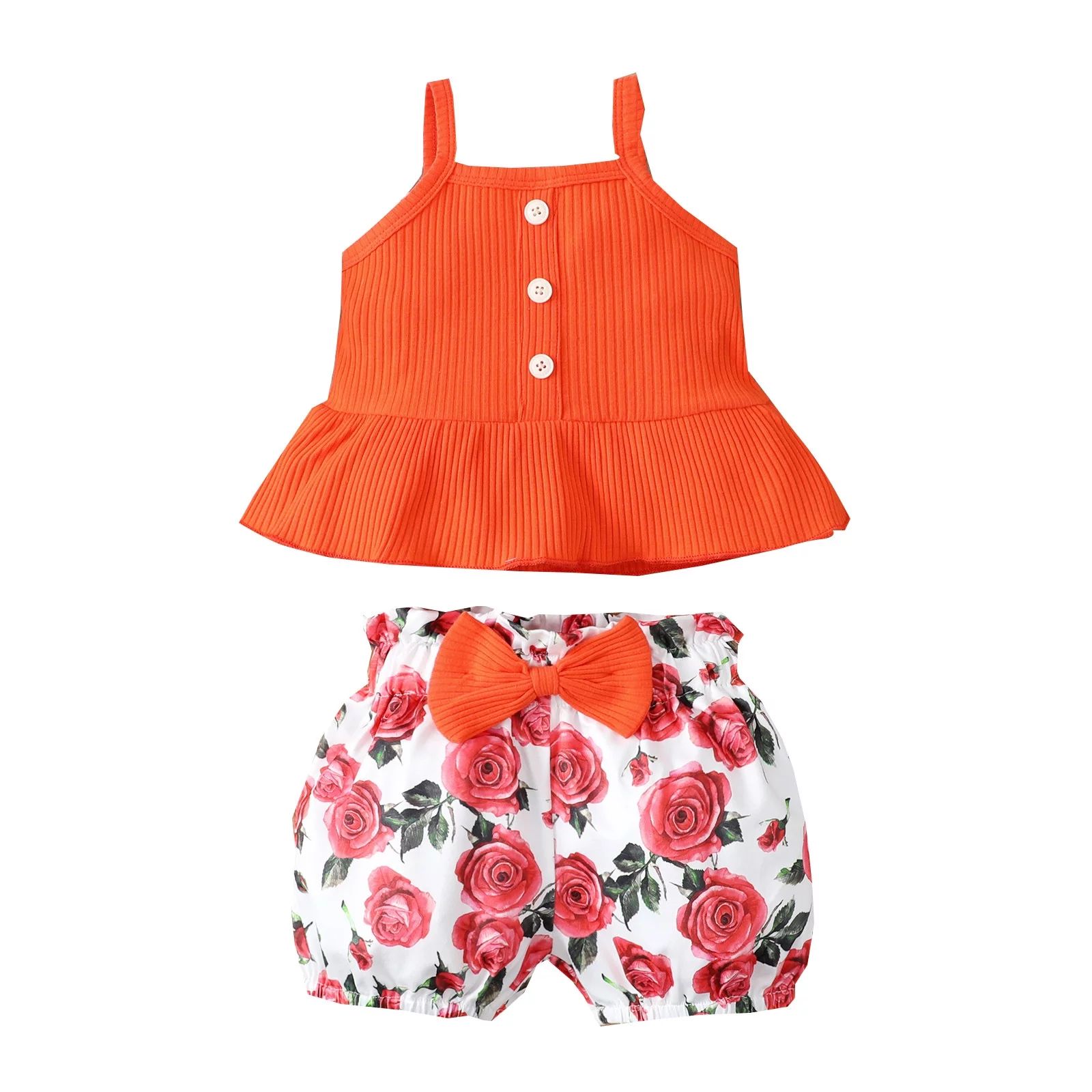 Toddler Girls Outfits Sets Floral Printed Sleeveless Vest Tops Shorts Kids Children Spring Summer... | Walmart (US)
