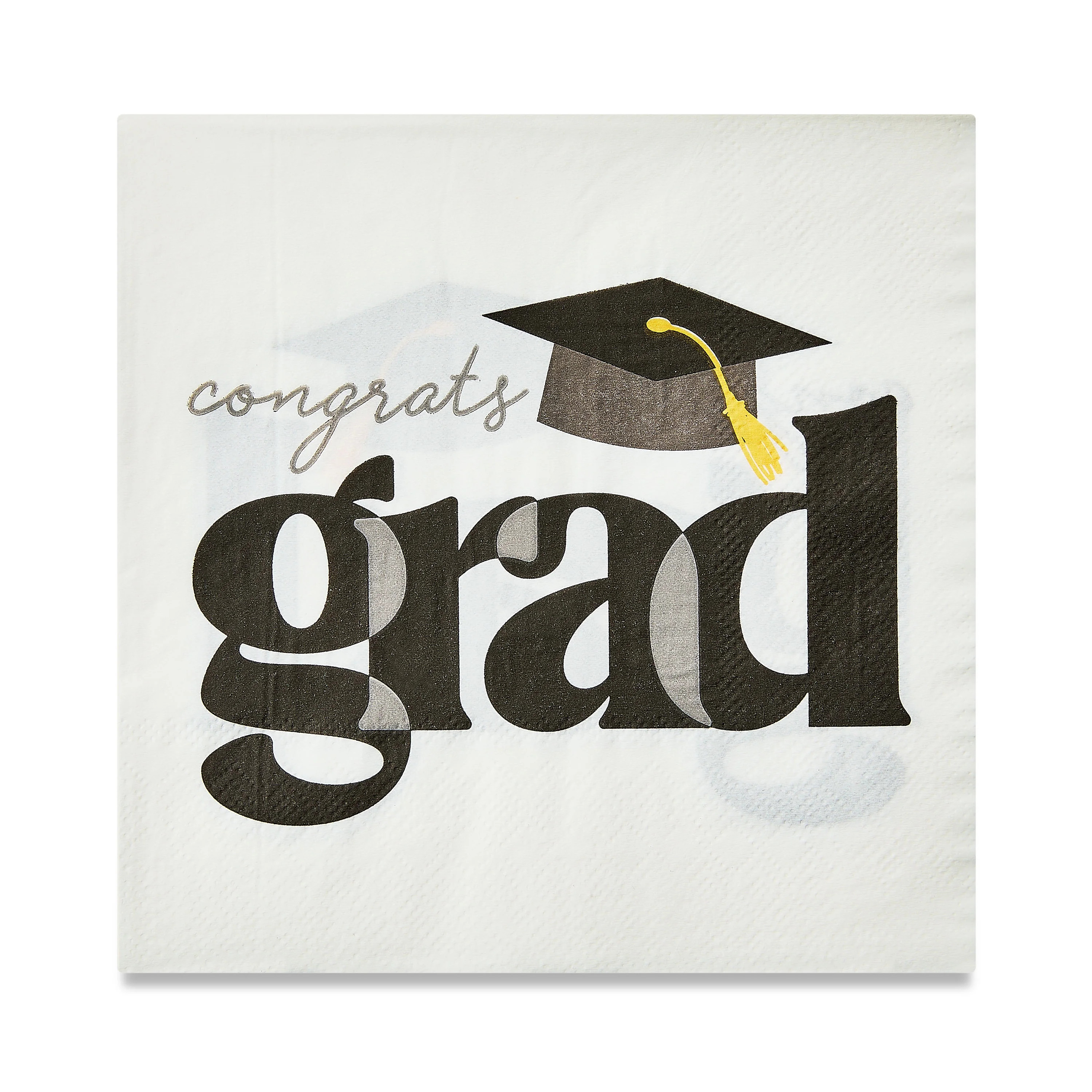 Graduation Congrats Grad Black & White Disposable Paper Napkins, 6.5" x 6.5", 16 Count, by Way To... | Walmart (US)