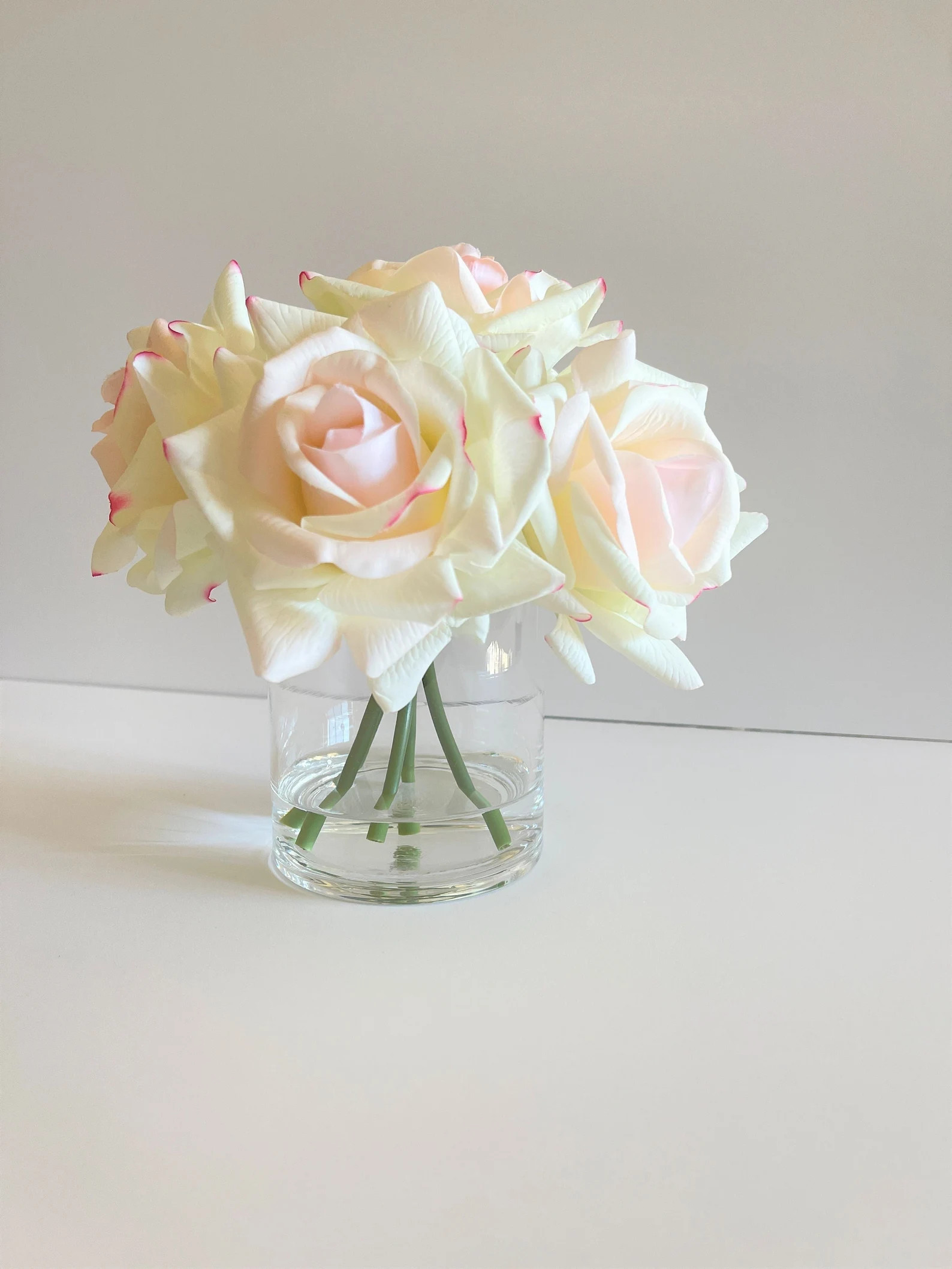 5 Stem Real Touch Blush Roses: Luxury Artificial Flowers - Etsy | Etsy (Global)
