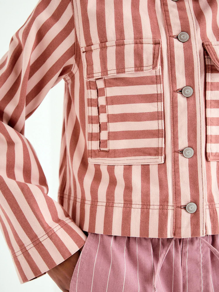 Roze streep - Katoenen jack met 2 zakken | Next EU