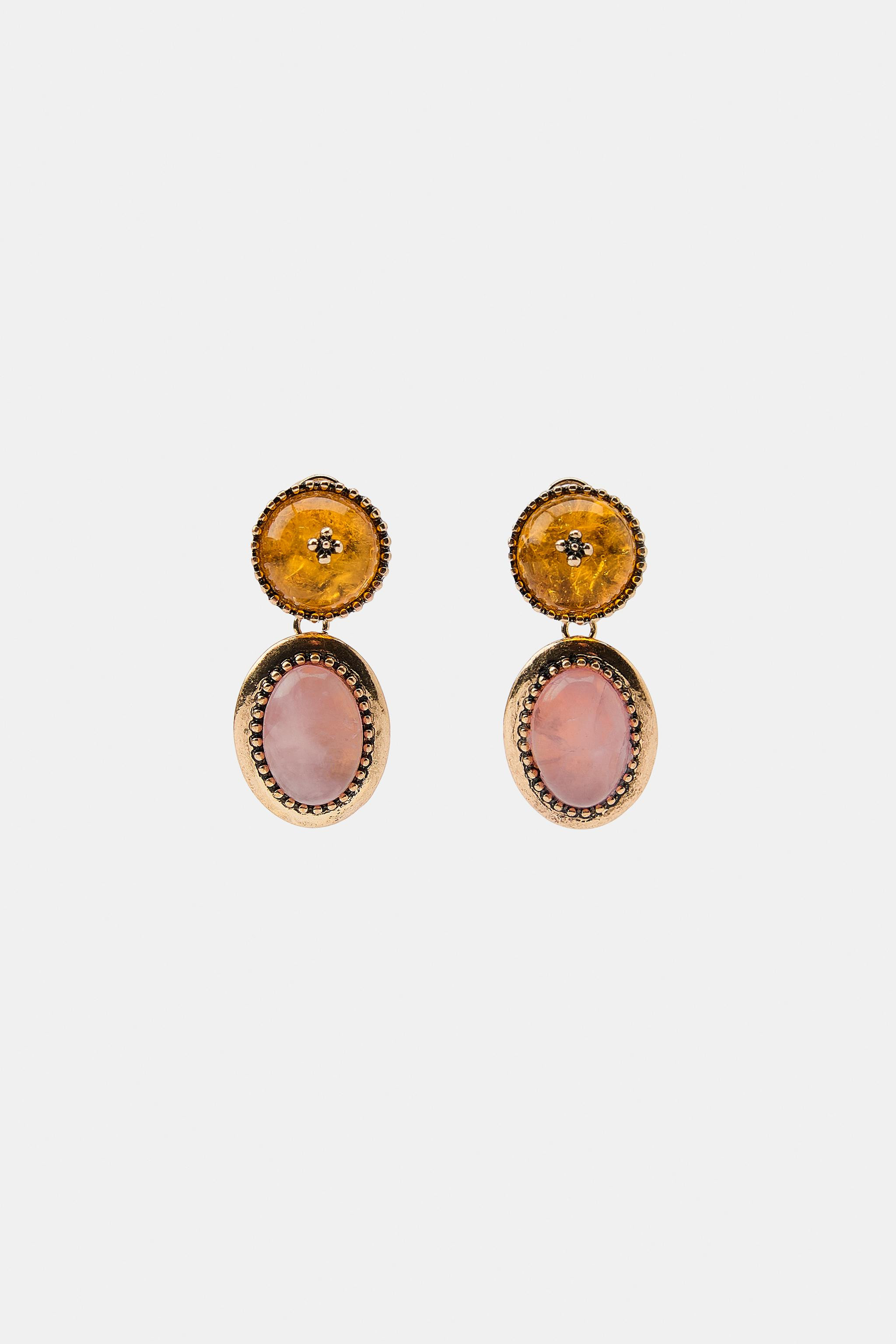 STONE SHAPE EARRINGS | Zara UK