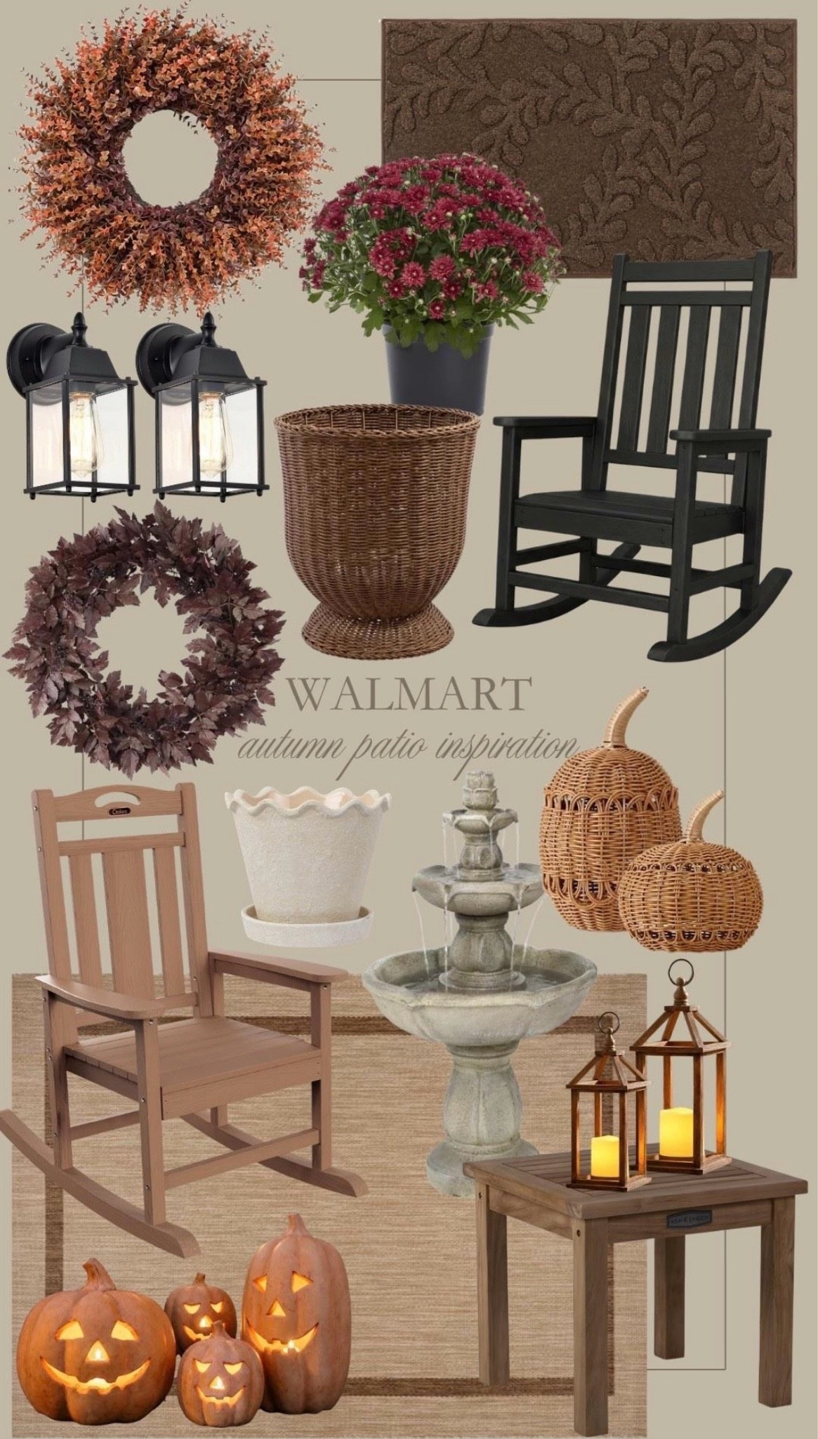 Walmart autumn patio inspiration 🍂🤍🍁🎃 I love these gorgeous seasonal finds for an outdoor space. The fall wreaths, faux pumpkins, mums, and lanterns are all so gorgeous for a festive autumn space.

#LTKSeasonal #LTKHome