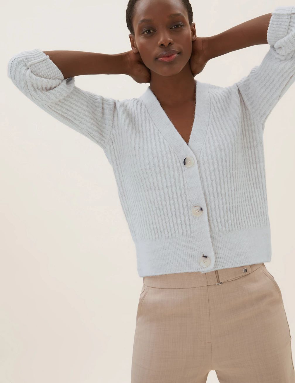 Textured V-Neck Button Front Cardigan | Marks and Spencer US