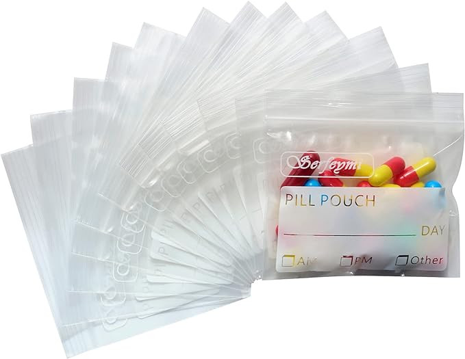 Serfeymi Pill Pouch Bags for Travel Pack of 120 BPA Free 3 x 2.75 inch Reusable Pill Pouches for ... | Amazon (US)