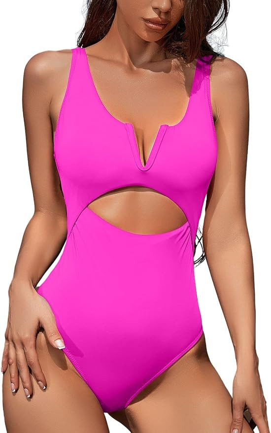Meyeeka Womens One Piece Swimsuits Tummy Control Bathing Suit for Women Push Up Swimwear V Neck H... | Amazon (US)