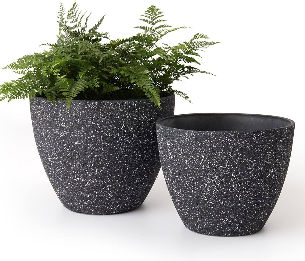 LA JOLIE MUSE Flower Pots Outdoor Garden Planters, Indoor Plant Pots W/Drainage Holes, Speckled B... | Amazon (US)