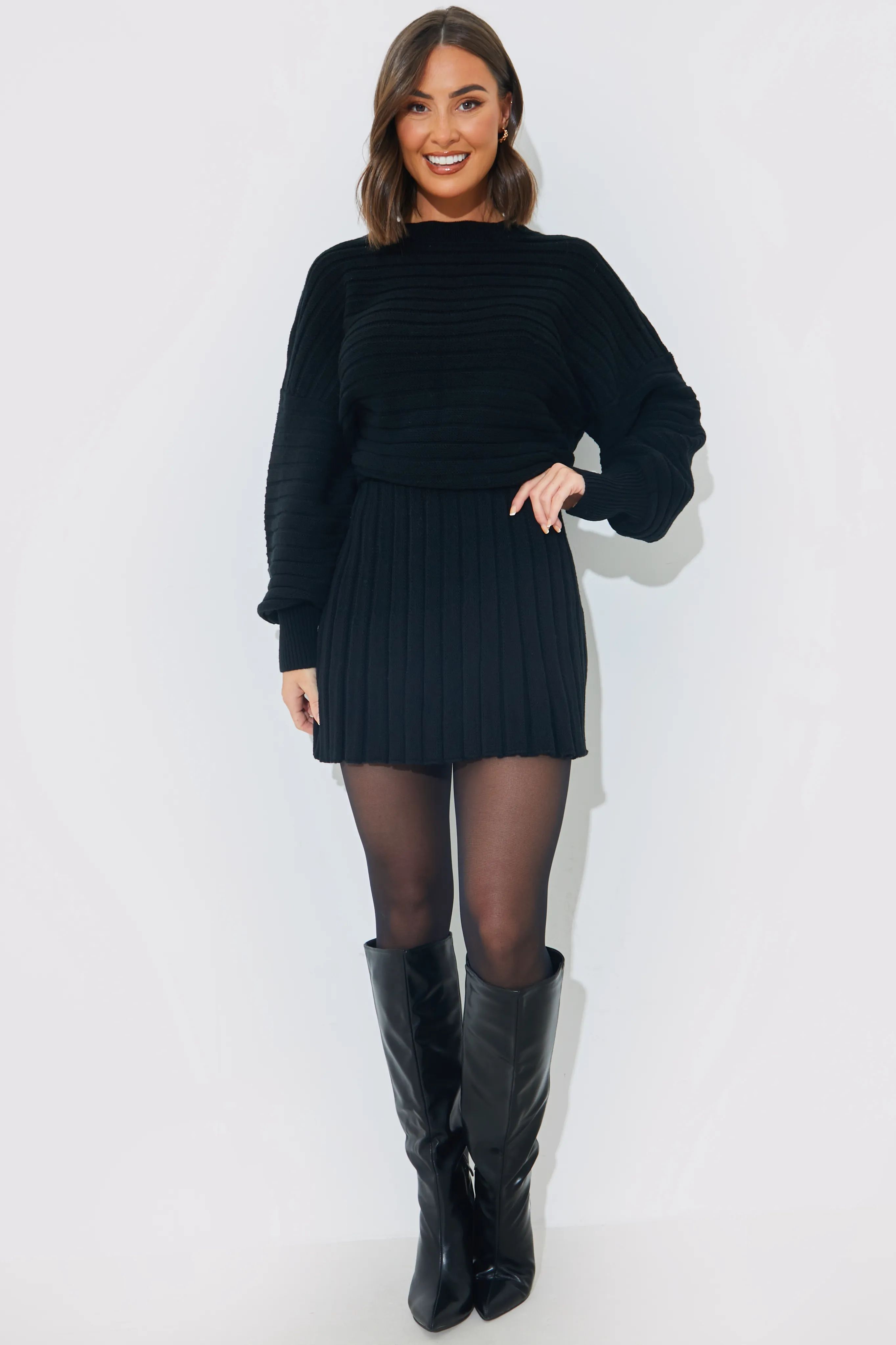 Pleated Knitted Dress | In The Style (UK)