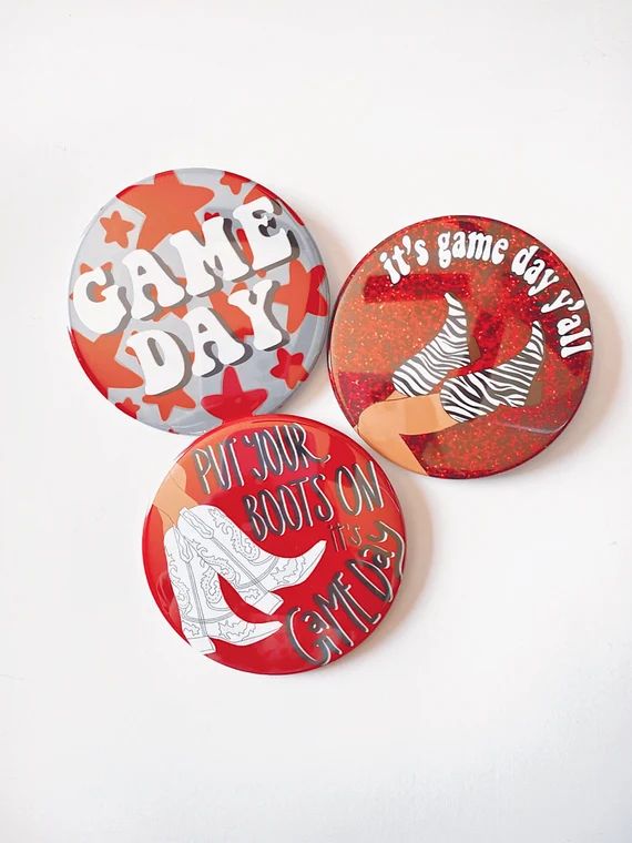 Red Game Day Tailgate Buttons  Game Day Pins  College - Etsy | Etsy (US)