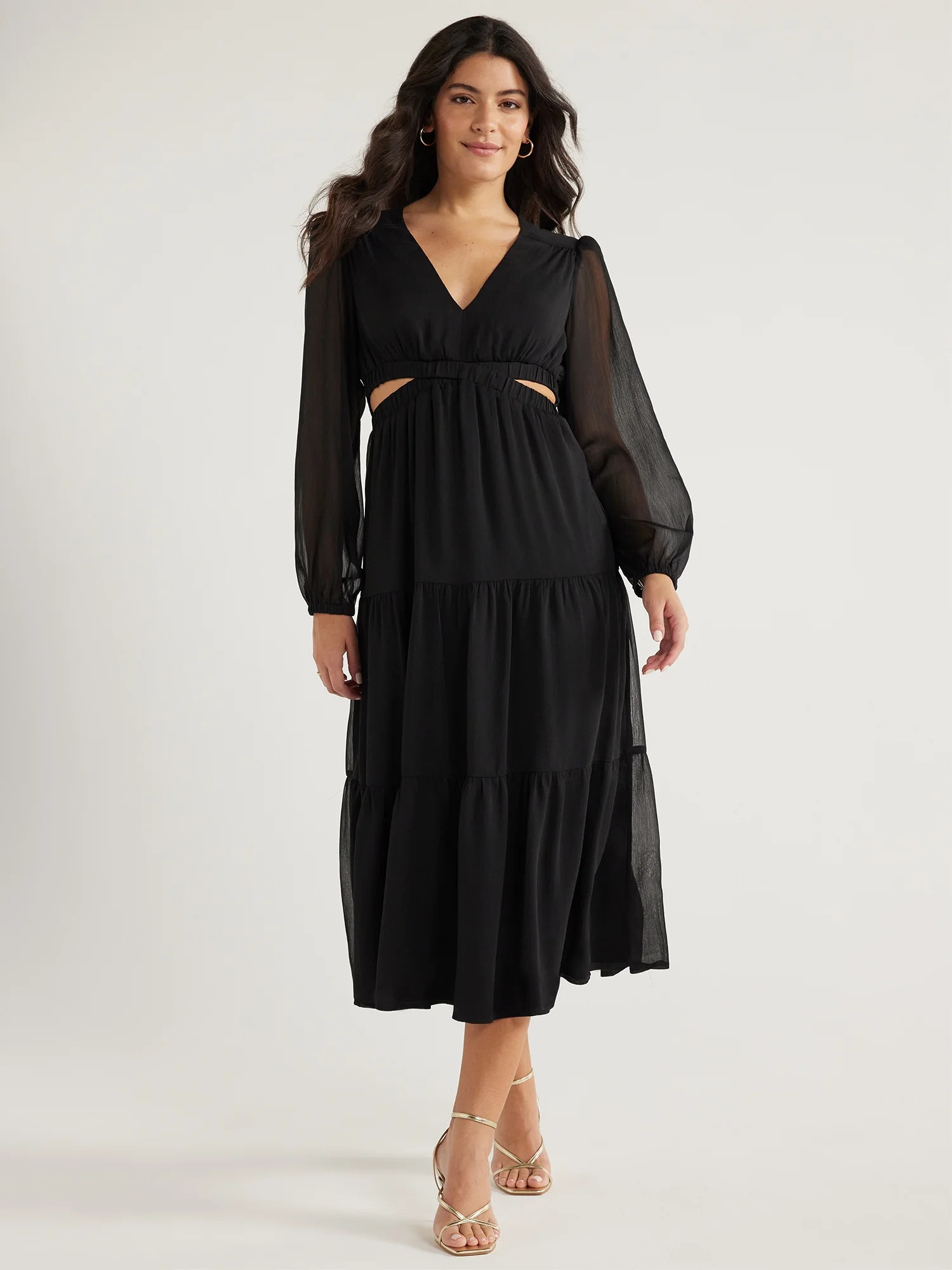 Sofia Jeans Women's and Women's Plus  Cutout Maxi Dress with Long Sleeves,  Sizes XS-5X | Walmart (US)