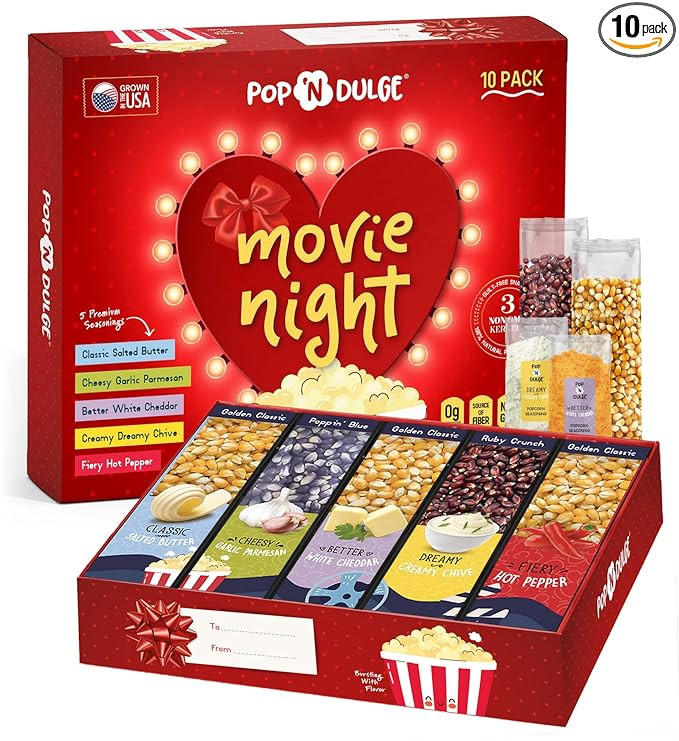 Valentines Day Gifts Movie Night Popcorn Gift Set, Valentines Day Gifts For Her Him, 10 Piece Set... | Amazon (US)