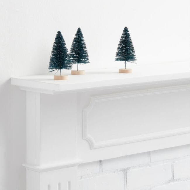 Blue Bottlebrush Christmas Tree Decor 3 Pack | World Market