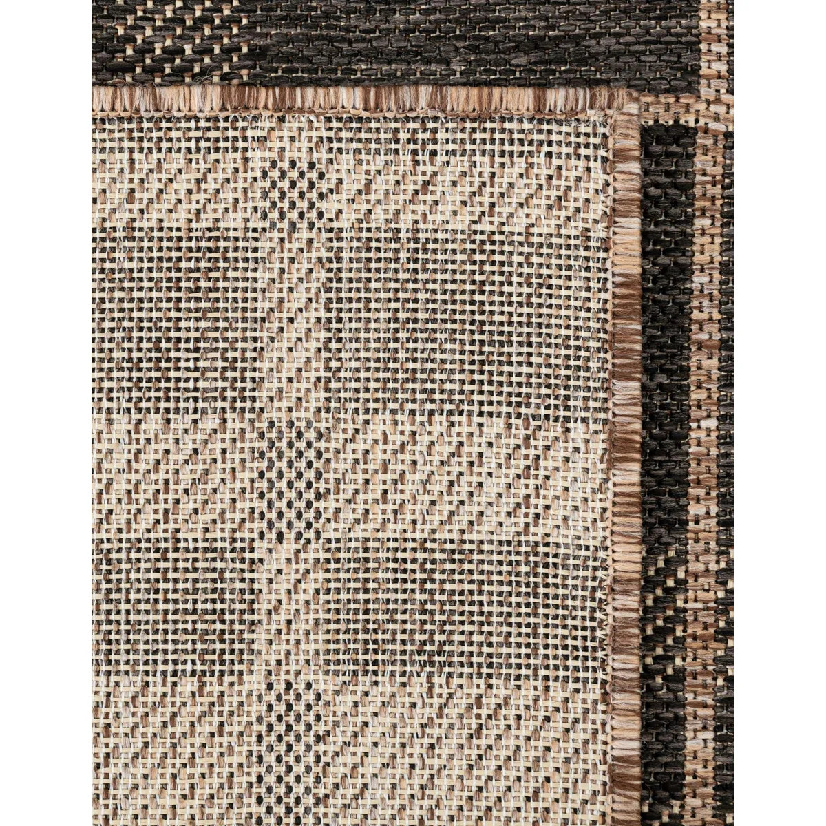 Tatasha Plaid Power Loom Polypropylene Plastic Indoor/Outdoor Area Rug in Black/Brown | Wayfair North America