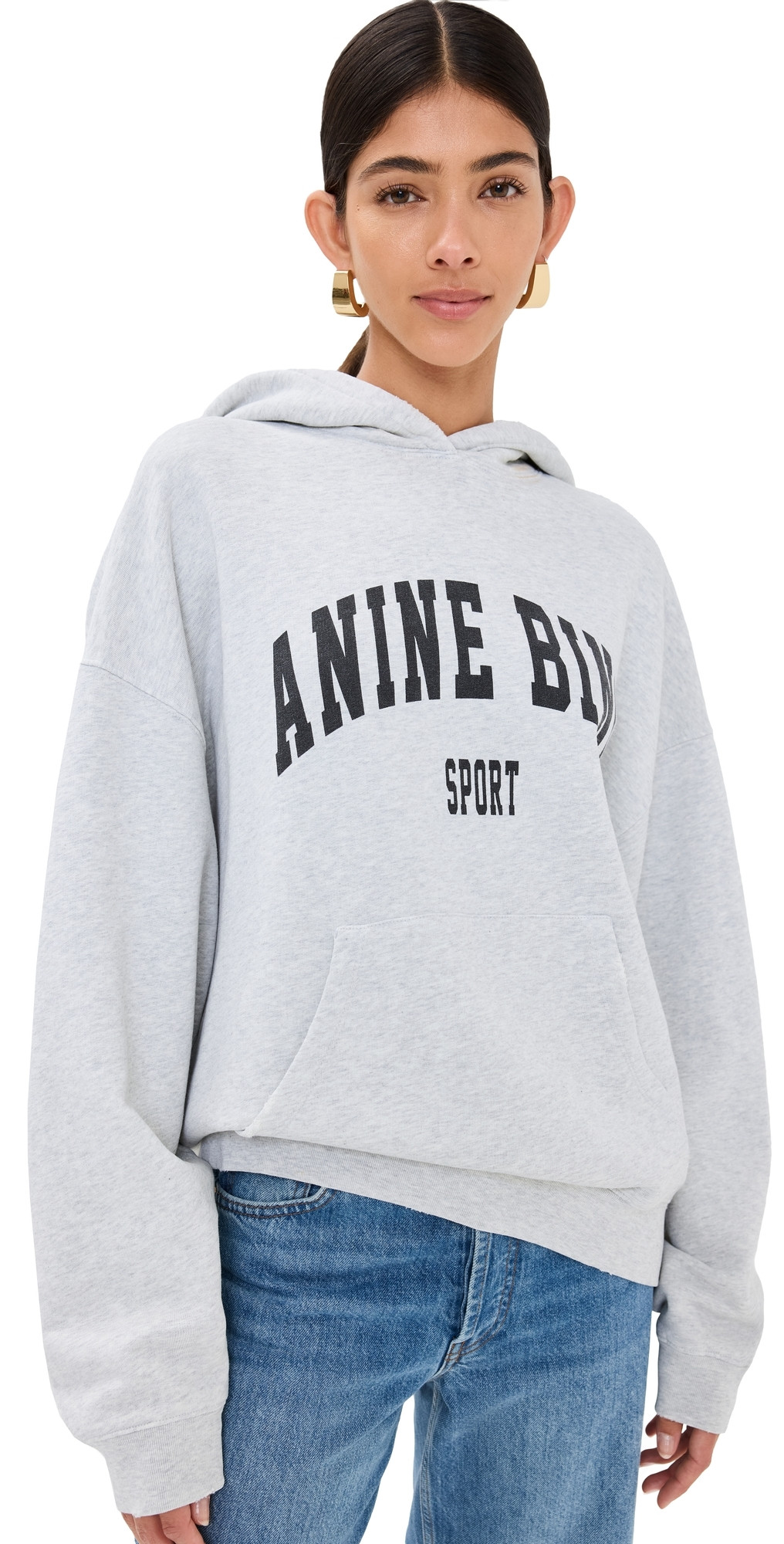 ANINE BING Harvey Sweatshirt Grey Melange M | Shopbop