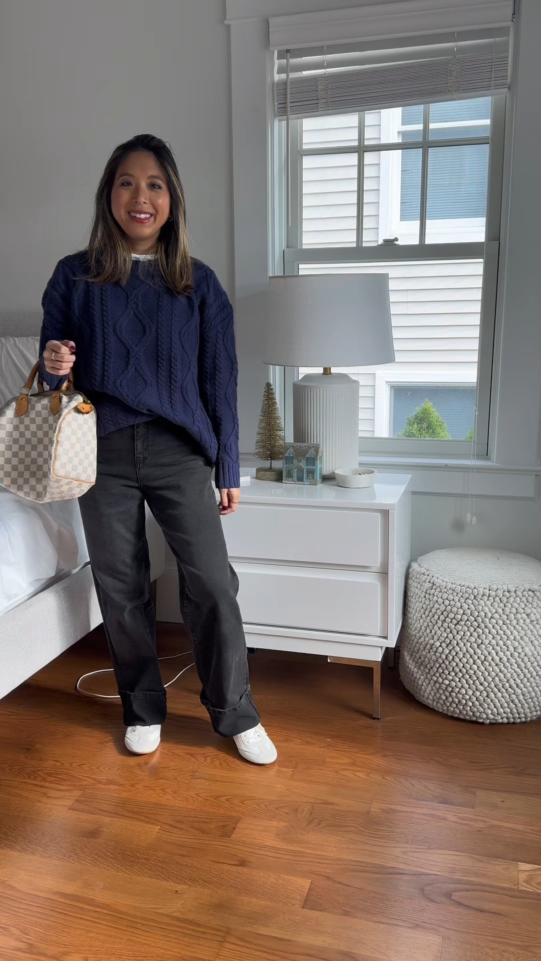 Styling this trendy but affordable cable knit navy blue sweater 3 ways! For errands, for work, and for meeting up with friends. Which is your favorite look? 💙

I’m 5’1 108lbs and sized up to a Small for an even more oversized, cozy fit 👌🏻. It’s on sale right now for $40! 

Navy blue cable knit sweater, fall outfit ideas, how to wear, how to style, fall style, fall outfits #navybluesweater #fallsweater 



#LTKFindsUnder50 #LTKSaleAlert #LTKStyleTip