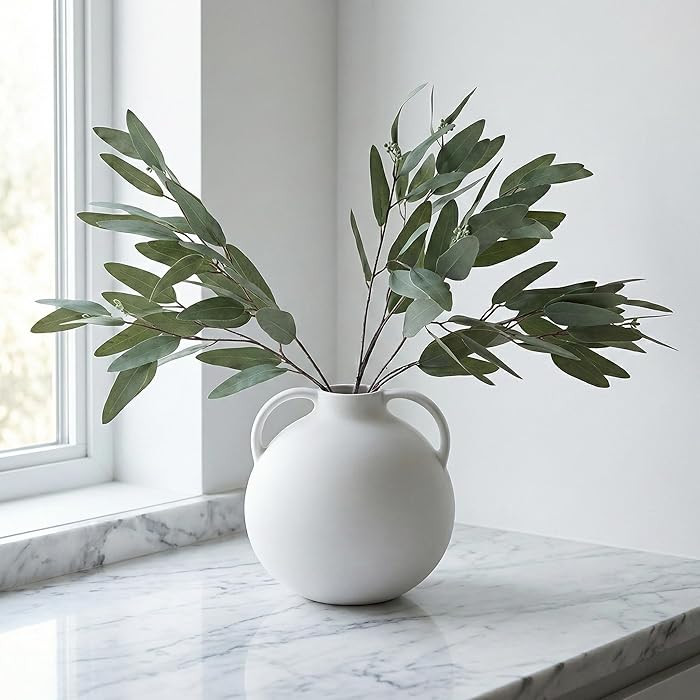 ANNIE&PANDA 3 Pack Faux Artificial Eucalyptus Stems with Faux Seeds 31'' Tall Fake Plants Leaves ... | Amazon (US)