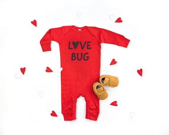 Love Bug Bodysuit, Baby Boy Valentines Day Outfit, Newborn Baby Valentine Gift, Red Long Sleeve B... | Etsy (US)