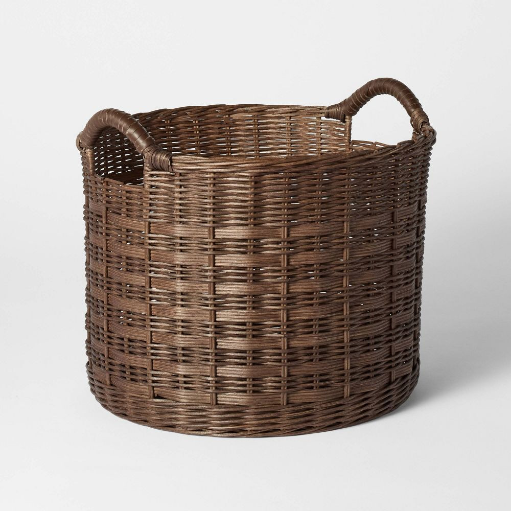 Medium Round Rattan Decorative Basket Dark Brown - Threshold designed with  | eBay | eBay US