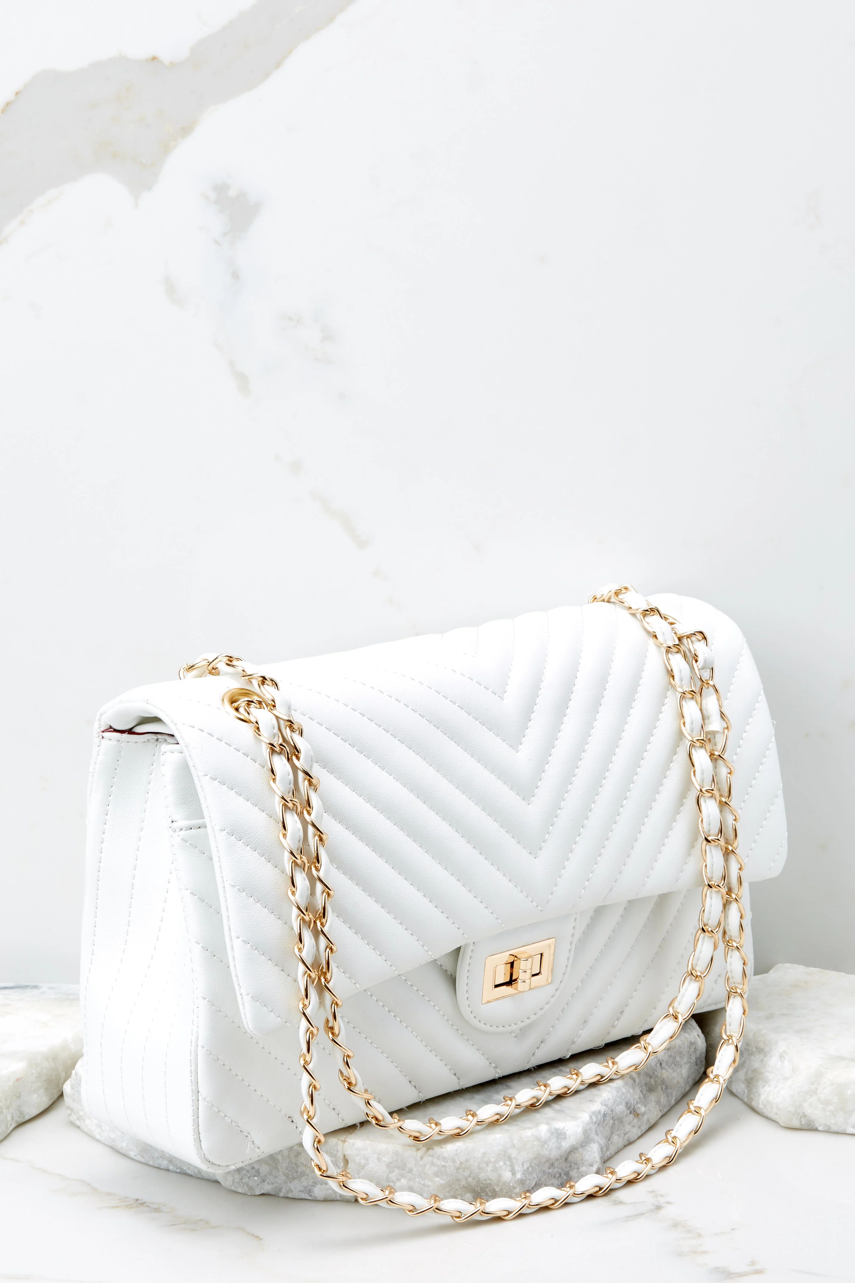 Polished And Poised White Bag | Red Dress 