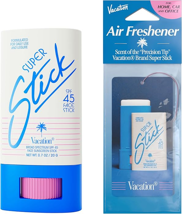 Vacation Super Stick SPF 45 Face Sunscreen Stick and Air Freshener Bundle, 0.7 Ounces - Clear Sun... | Amazon (US)