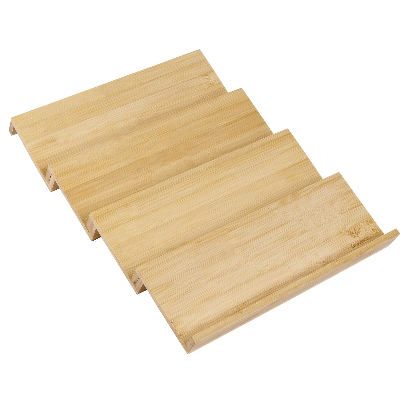Bamboo Spice Drawer Organizer, 4 Tier Stackable Spice Rack for Cabinet (4.8" D x 13" W x 1.9" H),... | Amazon (US)