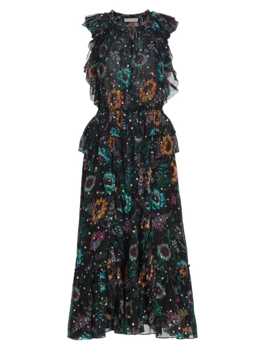 Adrienne Silk Floral Midi-Dress | Saks Fifth Avenue