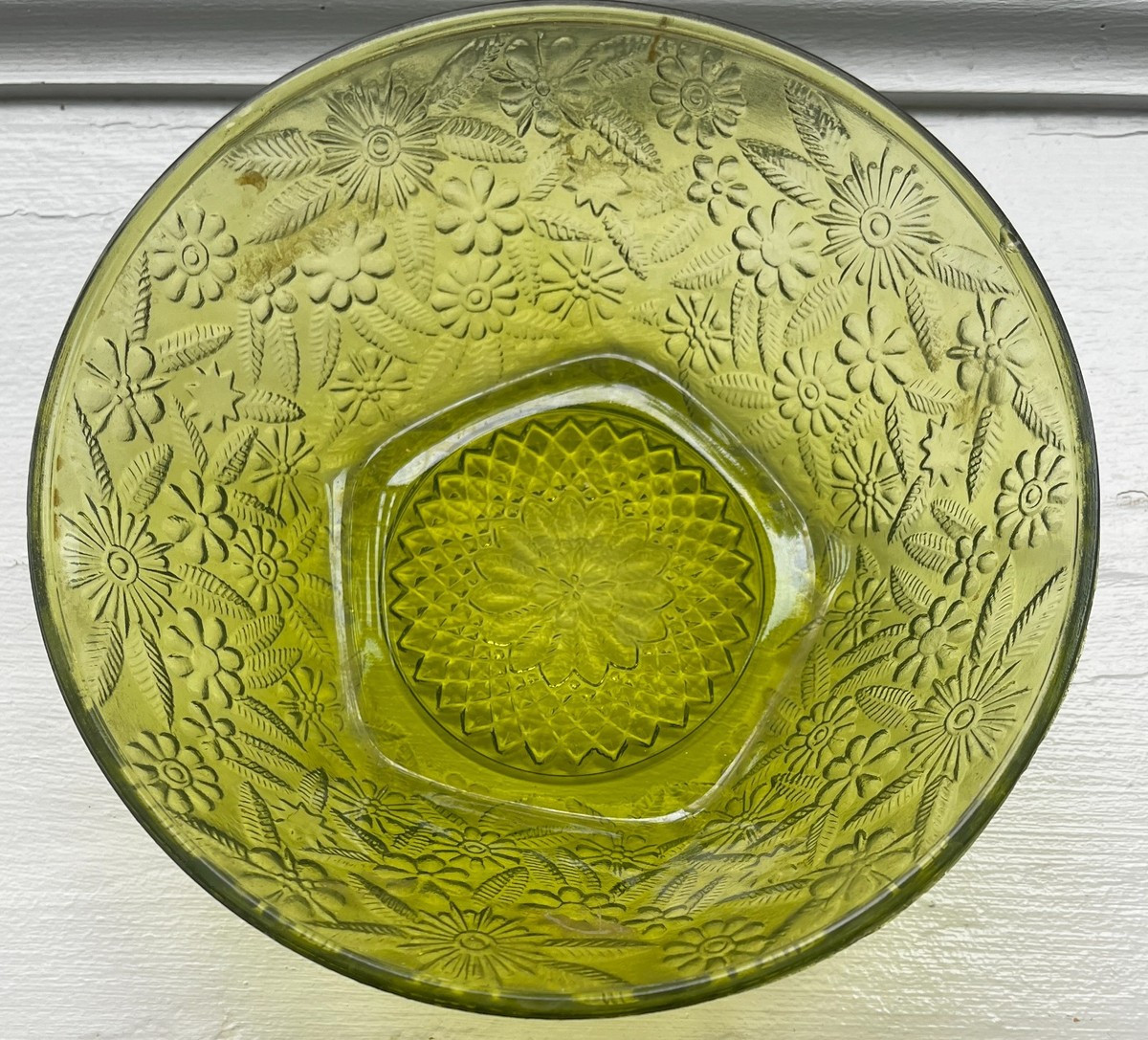 Vintage Indiana Glass Green Bowl - Pineapple & Floral Pattern 7.5\u201d | eBay | eBay US