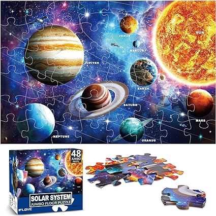 Jumbo Floor Puzzle for Kids Ages 4-8,Solar System Jigsaw Puzzles,48 Piece Space Large Puzzles for... | Amazon (US)