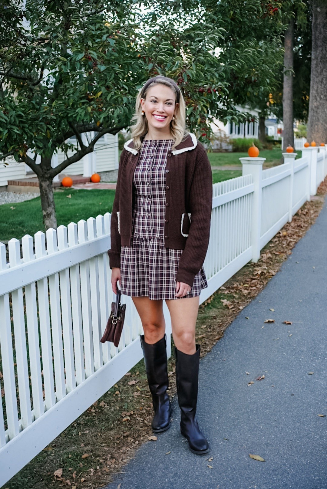 Fall dress, fall outfit, brown cardigan, riding boots 

#LTKFindsUnder100 #LTKShoeCrush #LTKSeasonal