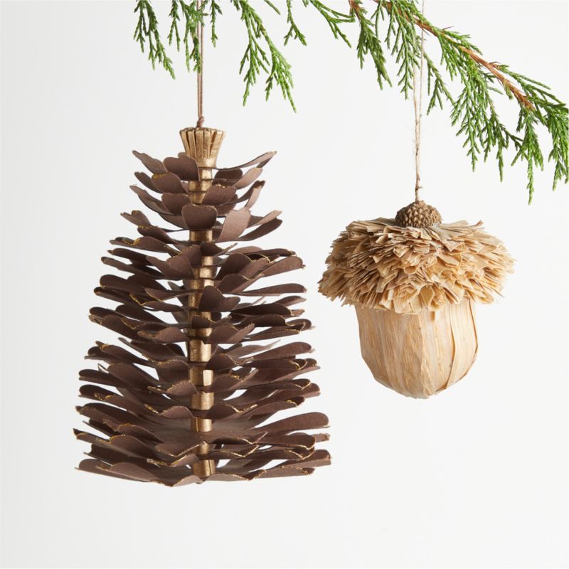 Paper Pinecone Christmas Ornaments | Crate and Barrel | Crate & Barrel