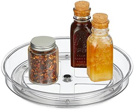 mDesign Lazy Susan Turntable Plastic Spinner Tray for Kitchen Cabinet, Pantry, Fridge, Cupboards, or | Amazon (US)