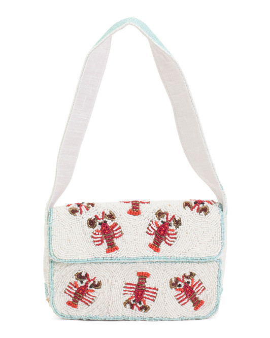 Lobster Motif All Over Hand Beaded Shoulder Bag | TJ Maxx