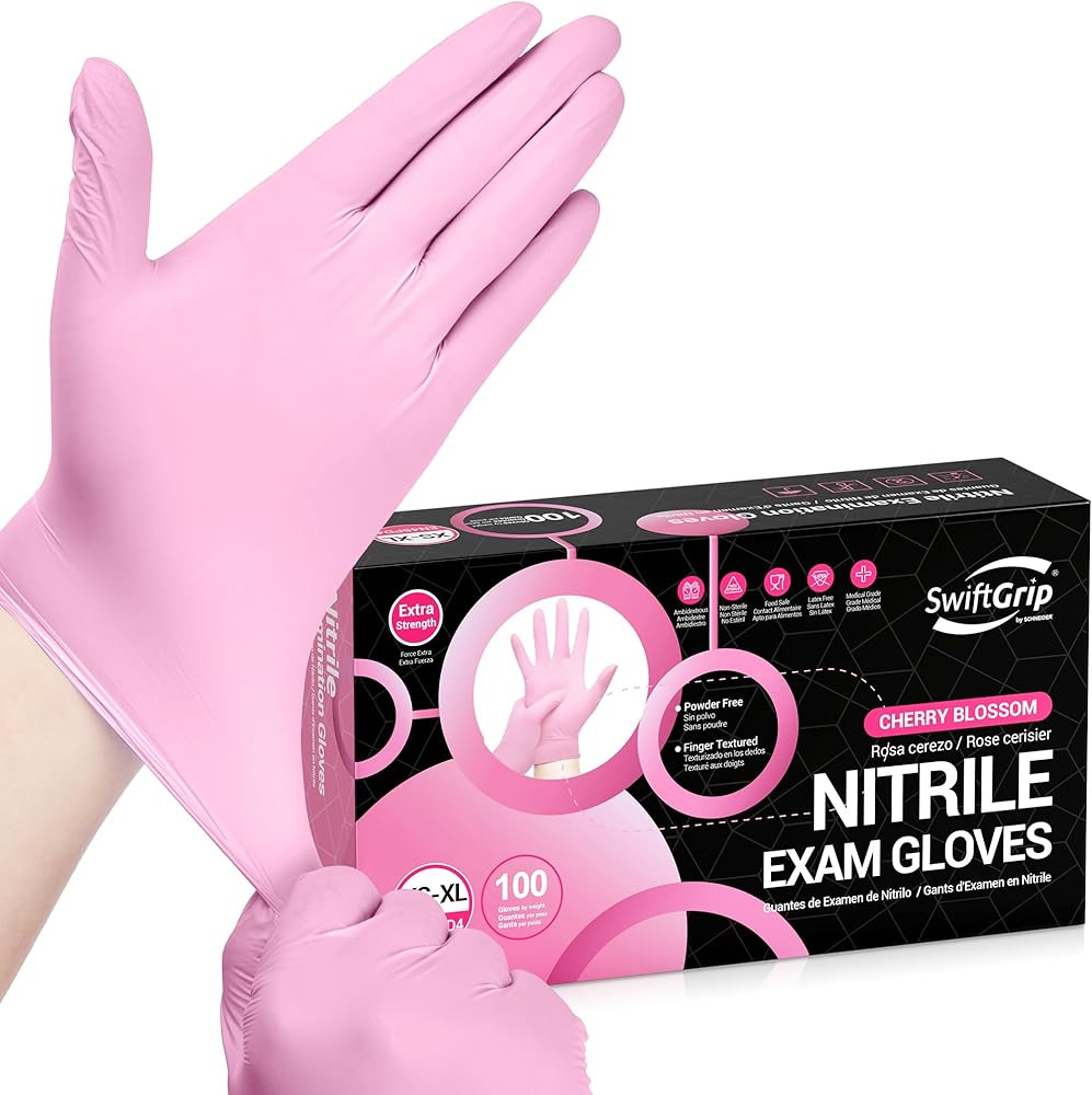 Nitrile Exam Gloves, 4 Mil, Cherry Blossom, Food Safe Gloves Disposable Latex Free, Powder Free | Amazon (US)