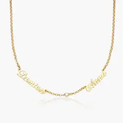 Multiple Name Necklace with Diamonds - Gold Vermeil | Oak & Luna (US)