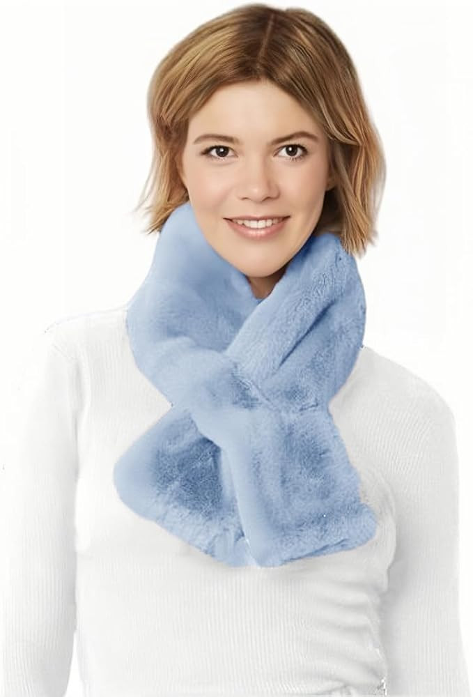 Lina & Lily Faux Fur Pull-Through Women's Winter Collar Scarf Neck Warmer Rectangle Fluffy | Amazon (US)