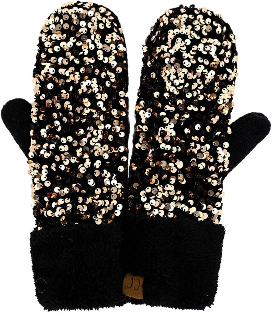 Funky Junque Women's Cozy Fleece-Lined Winter Knit Mittens with Comfort Ribbed Cuff | Amazon (US)
