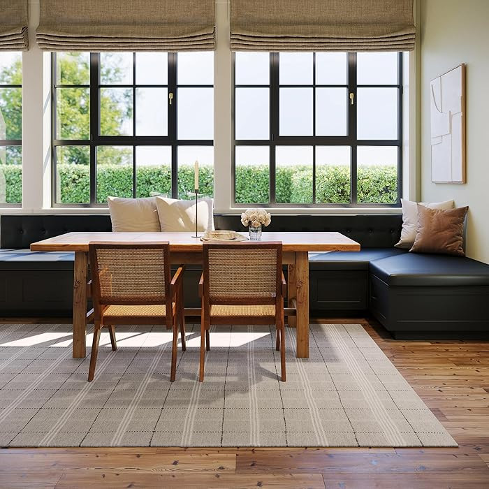 Rugs USA x Nate Berkus Downing Plaid Wool Cozy Area Rug, 3' x 5', Grey | Amazon (US)