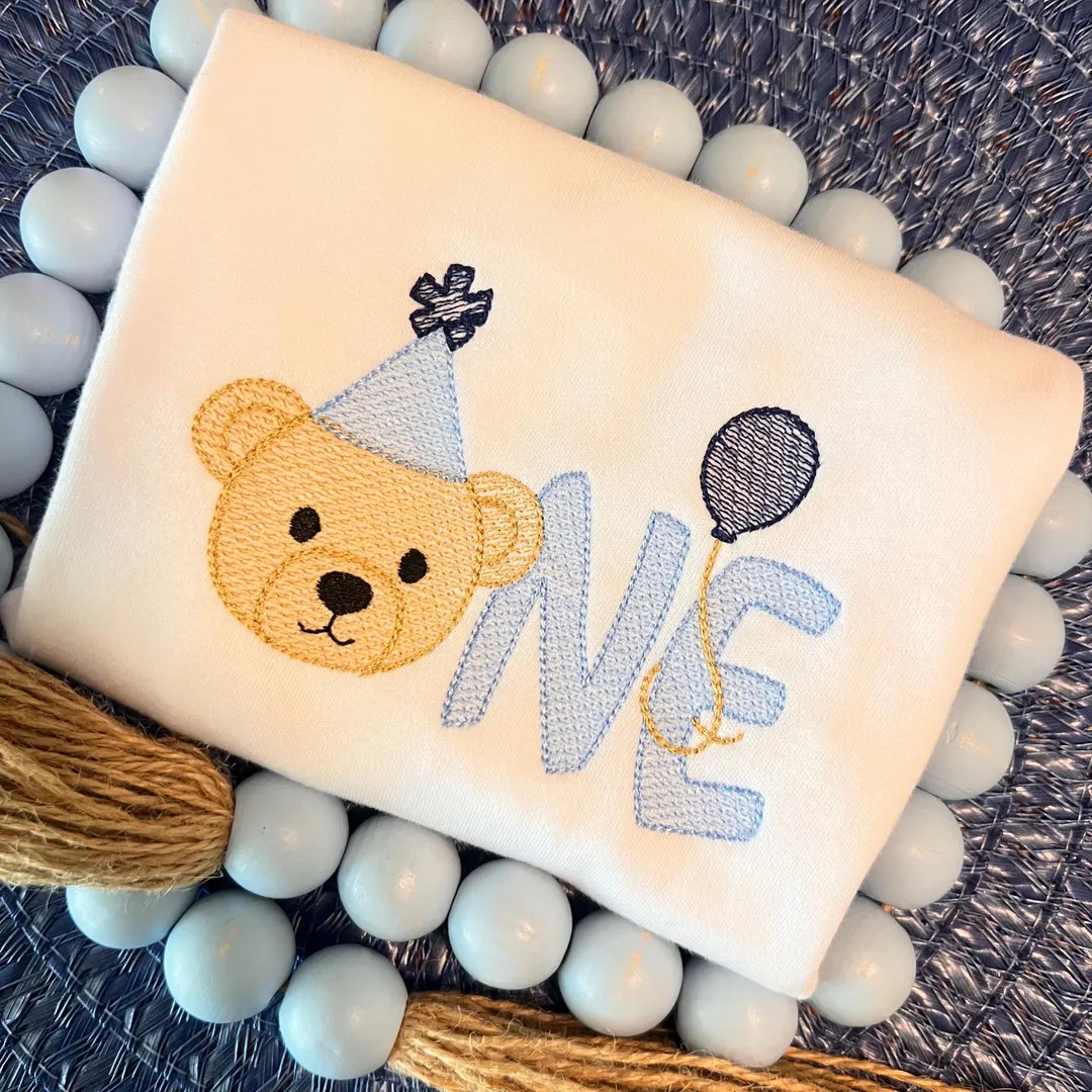 First Birthday Embroidered Teddy Bear Shirt – Personalized 1st Birthday Outfit for Boys or Girl... | Etsy (US)